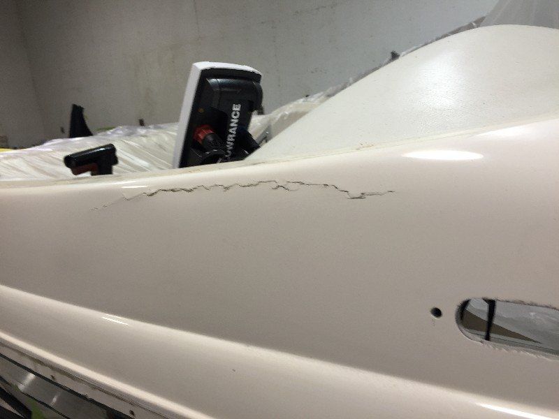 Boat with side impact damage
