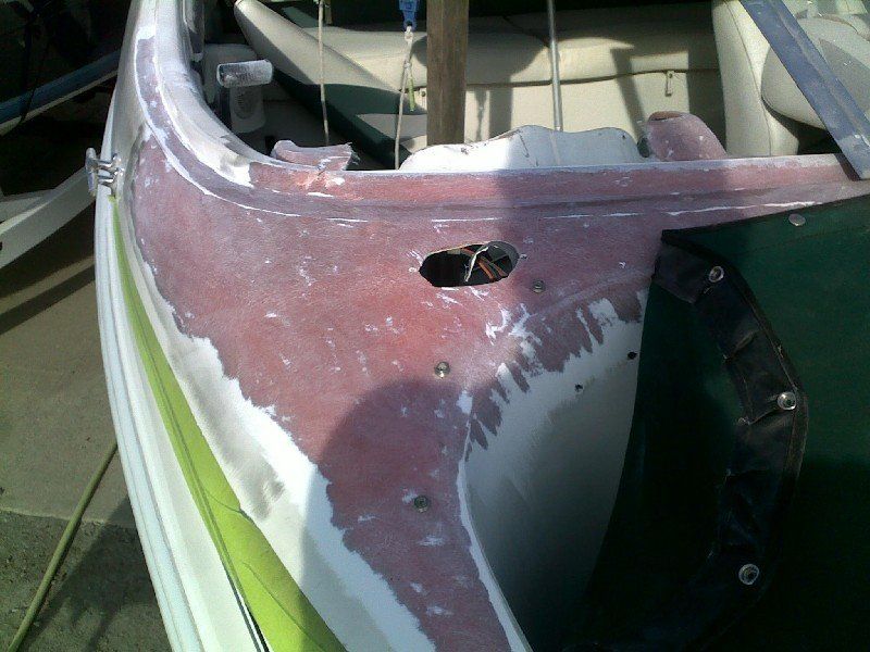 Boat that sustained tree damage and has obsolete parts that need to be repaired