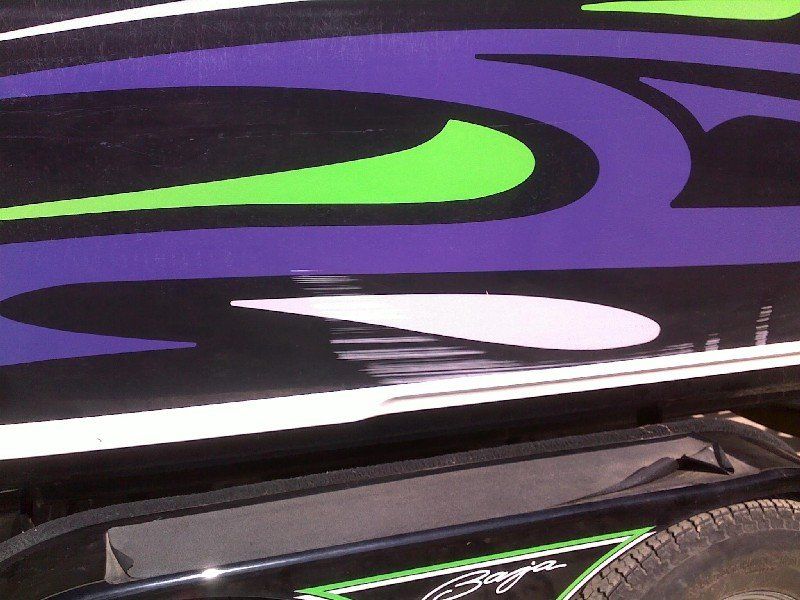 Boat with damage to gelcoat through numerous colors