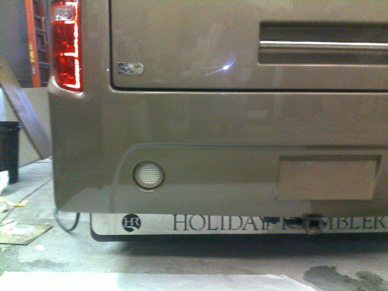 Motorcoach with fiberglass repairs completed