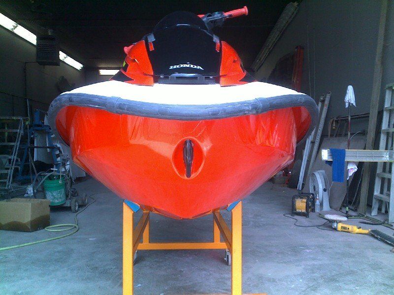 Jet ski that has had major impact damage repaired