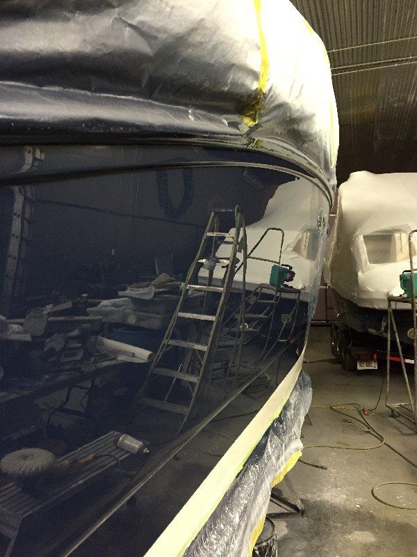 Boat that has had fiberglass and gelcoat repaired