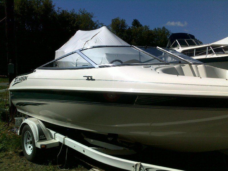 Boat that has been repaired after sustaining tree damage
