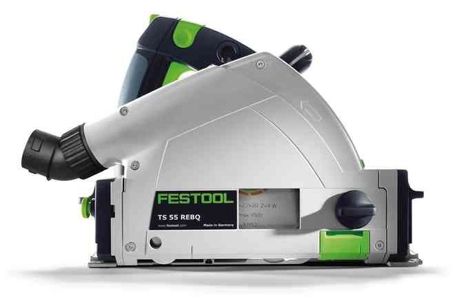 A festool circular saw is sitting on a white surface.