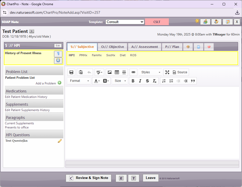 The ChartPro interface