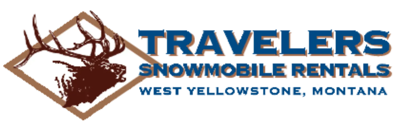 The logo for travelers snowmobile rentals west yellowstone montana