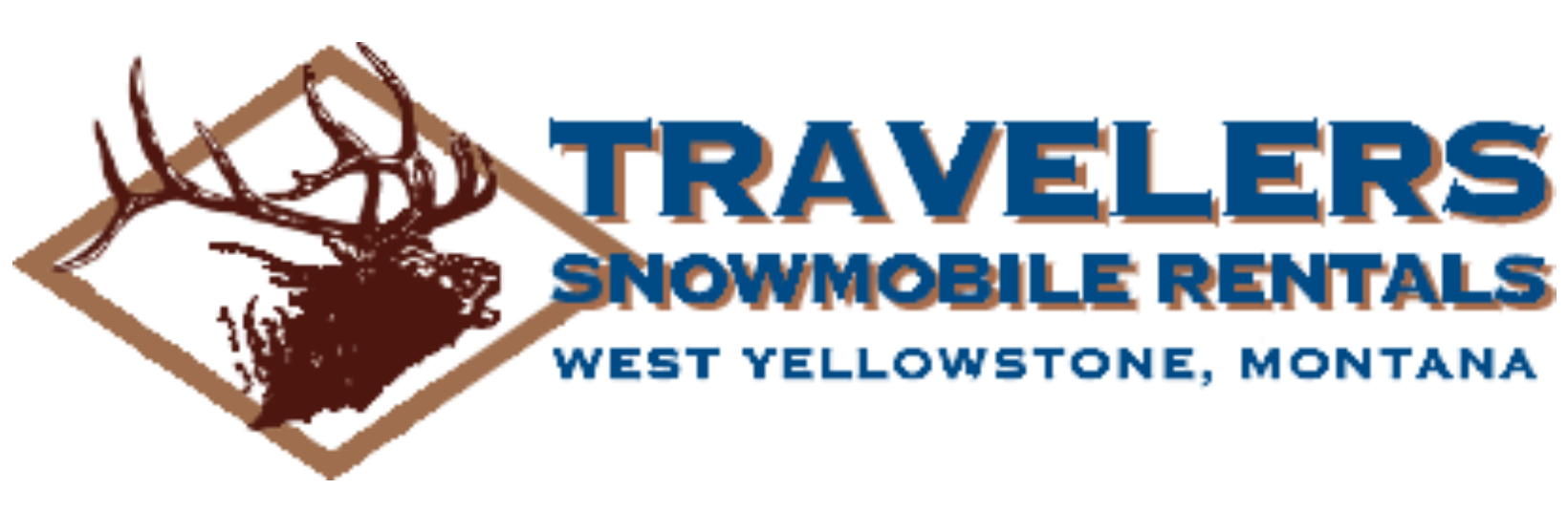 The logo for travelers snowmobile rentals west yellowstone montana
