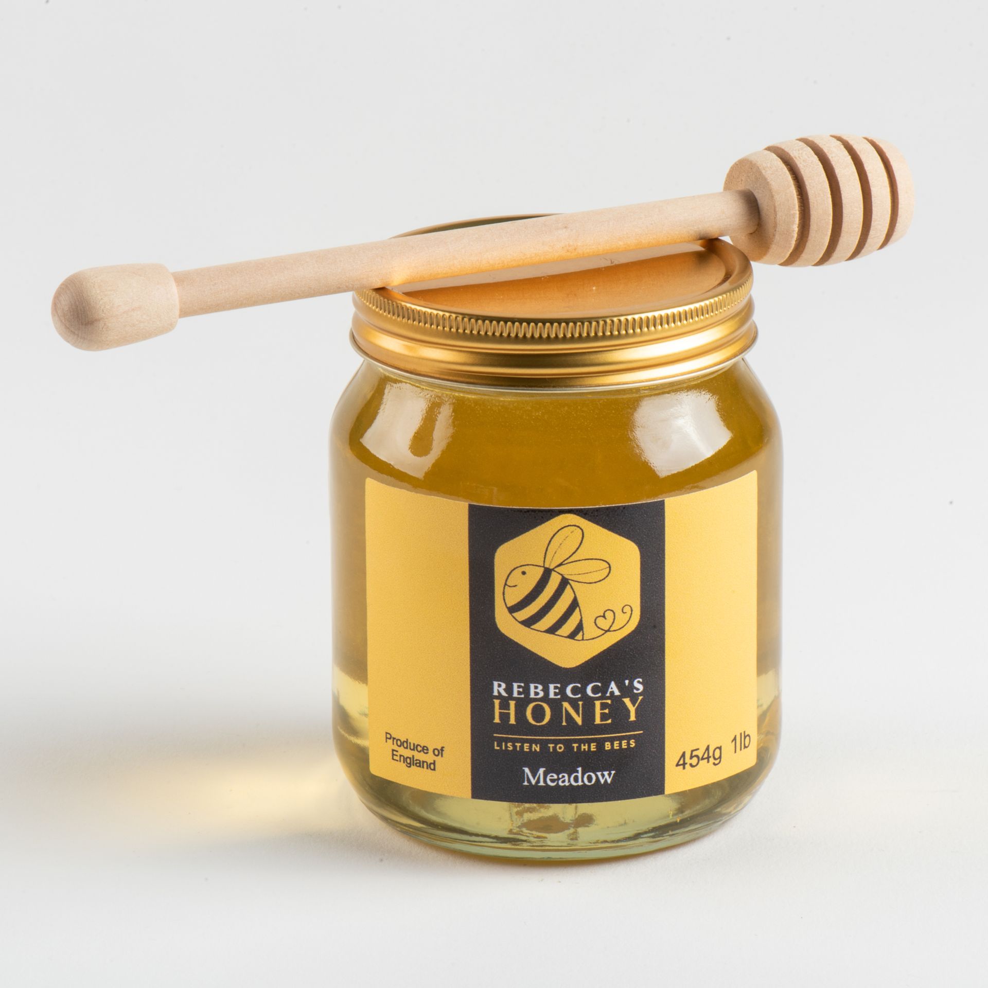 Meadow Honey, 454g, with Natural Honey Dipper