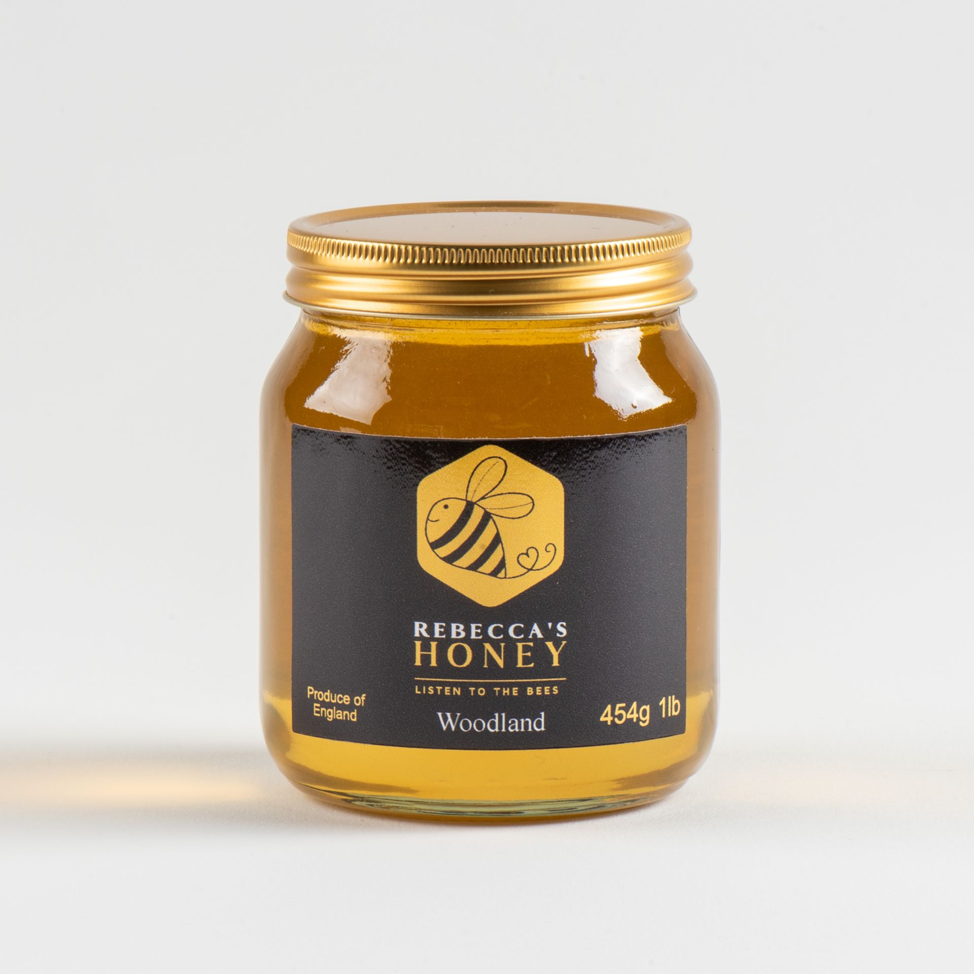 Woodland Honey, 454g, with Olive Wood Honey Dipper