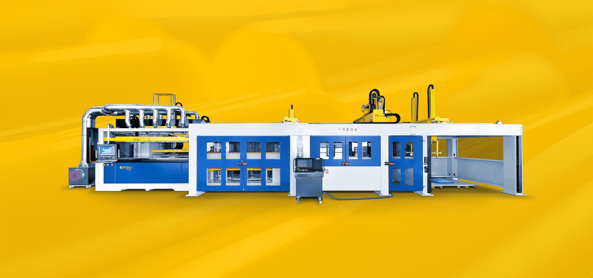 Geiss T11 Thermoforming Machine Yellow Background
