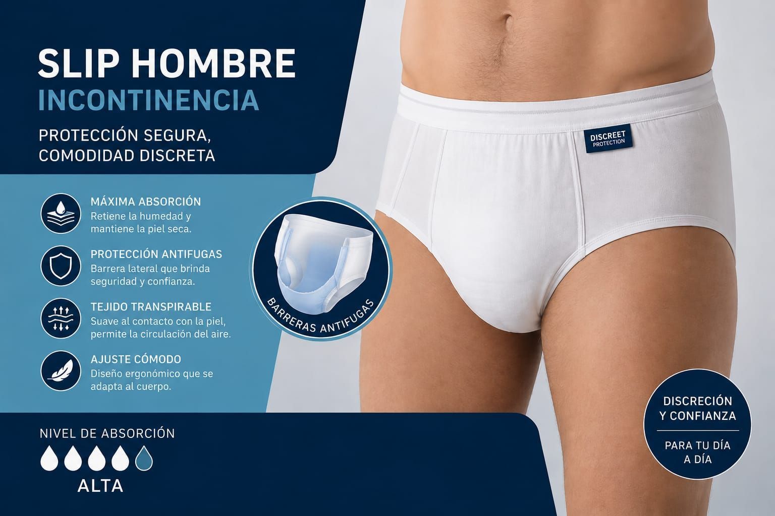 Slip para hombres - Incontinencia urinaria x 3 unidades.