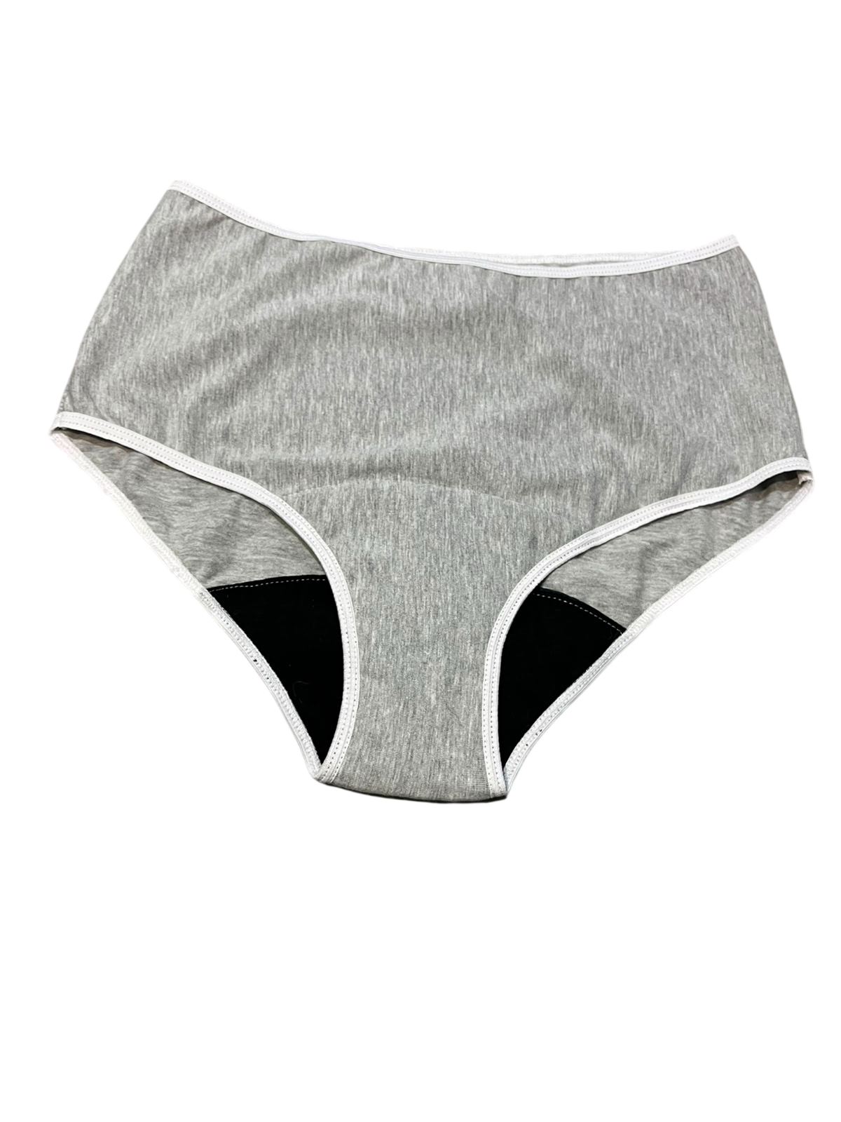 Ropa interior femenina beige y negra de talle bajo sobre fondo blanco.