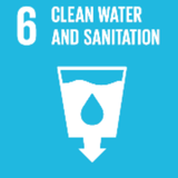 A blue sign that says clean water and sanitation