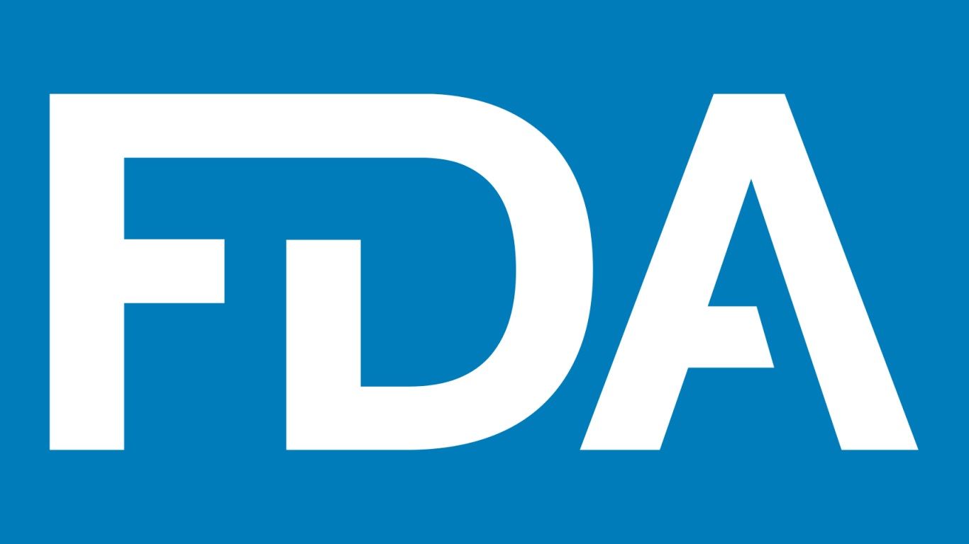 The fda logo is blue and white on a blue background.