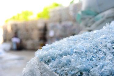 A close up of a pile of shredded plastic.