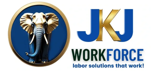 Logo of JJK Workforce, with an elephant emblem and text 