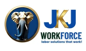 JKJ Workforce logo featuring an elephant in a blue circle and the words 