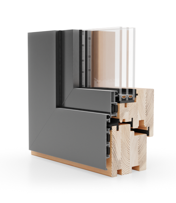 Wood-Alu Tilt and Turn Window Nature 80 Gemini Quadrat