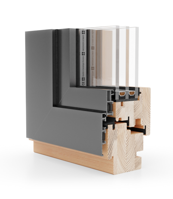 Wood-Alu Tilt and Turn Window Nature 80 Gemini Quadrat