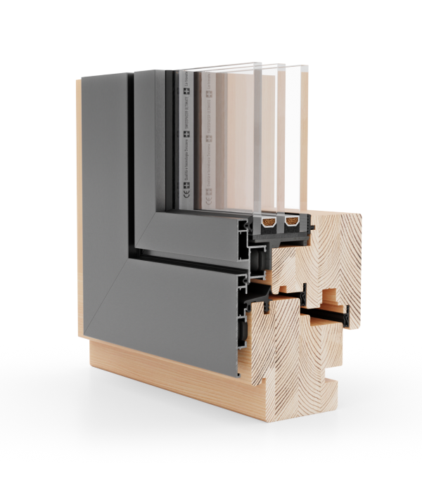 Wood-Alu Tilt and Turn Window Nature 80 Gemini Quadrat FB