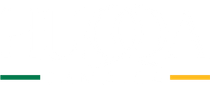 Two horizontal lines, one green and one gold, on a white background.