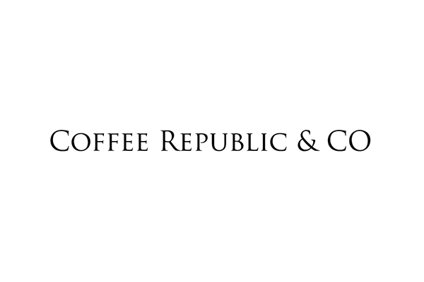 A black and white logo for coffee republic & co.