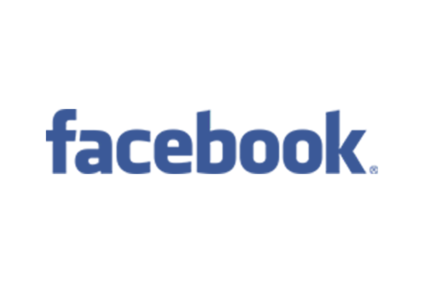 A blue facebook logo on a white background