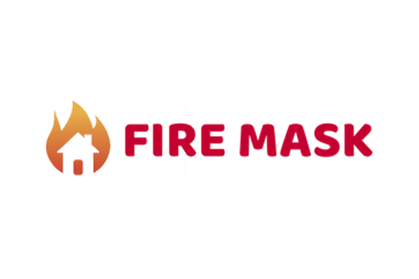 A fire mask logo with a house on it
