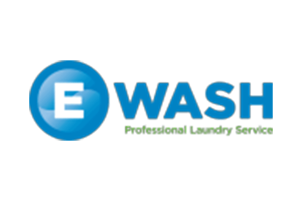 A logo for e wash professional laundry service