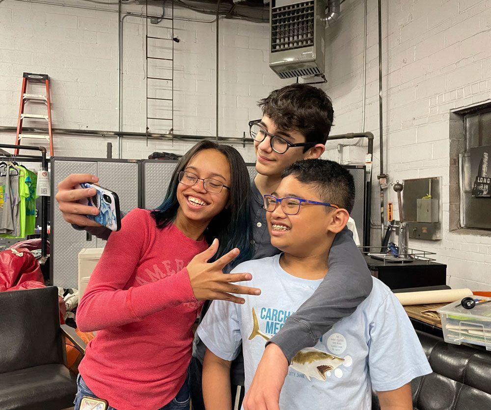 Kids taking a selfie together