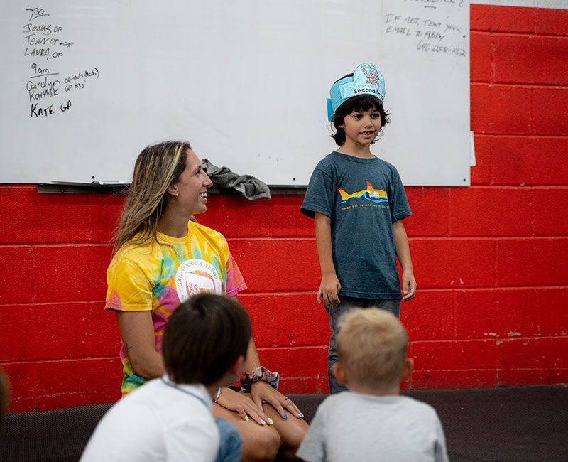 A boy telling a story at Gantry Kids in Long Island City