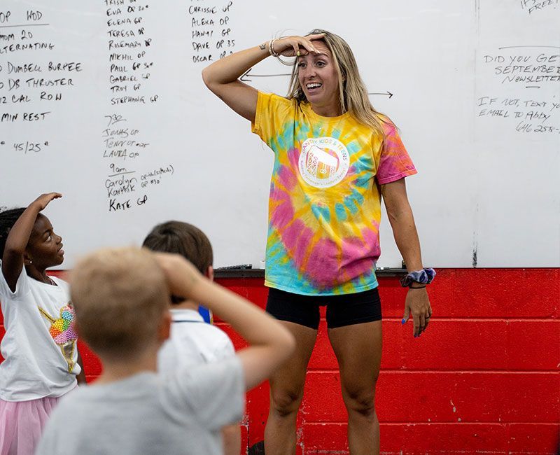 Deanna Sweeney talking to kids