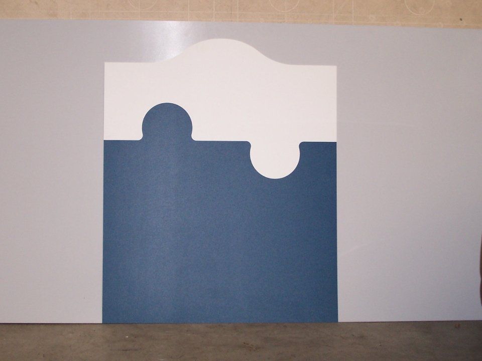 Materiale plastico bianco e blu