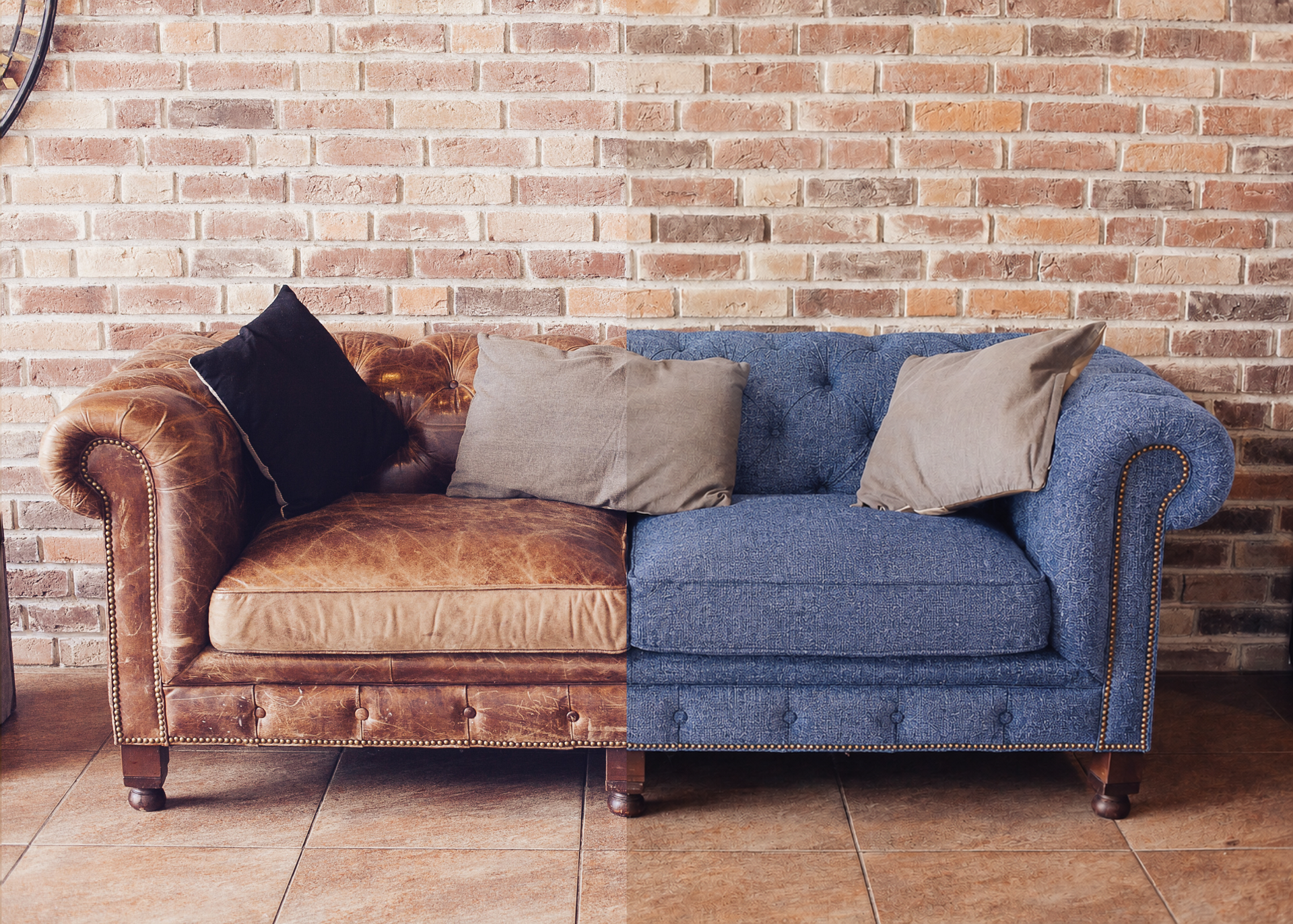 An antique sofa being reupholstered near Lutherville, Maryland.
