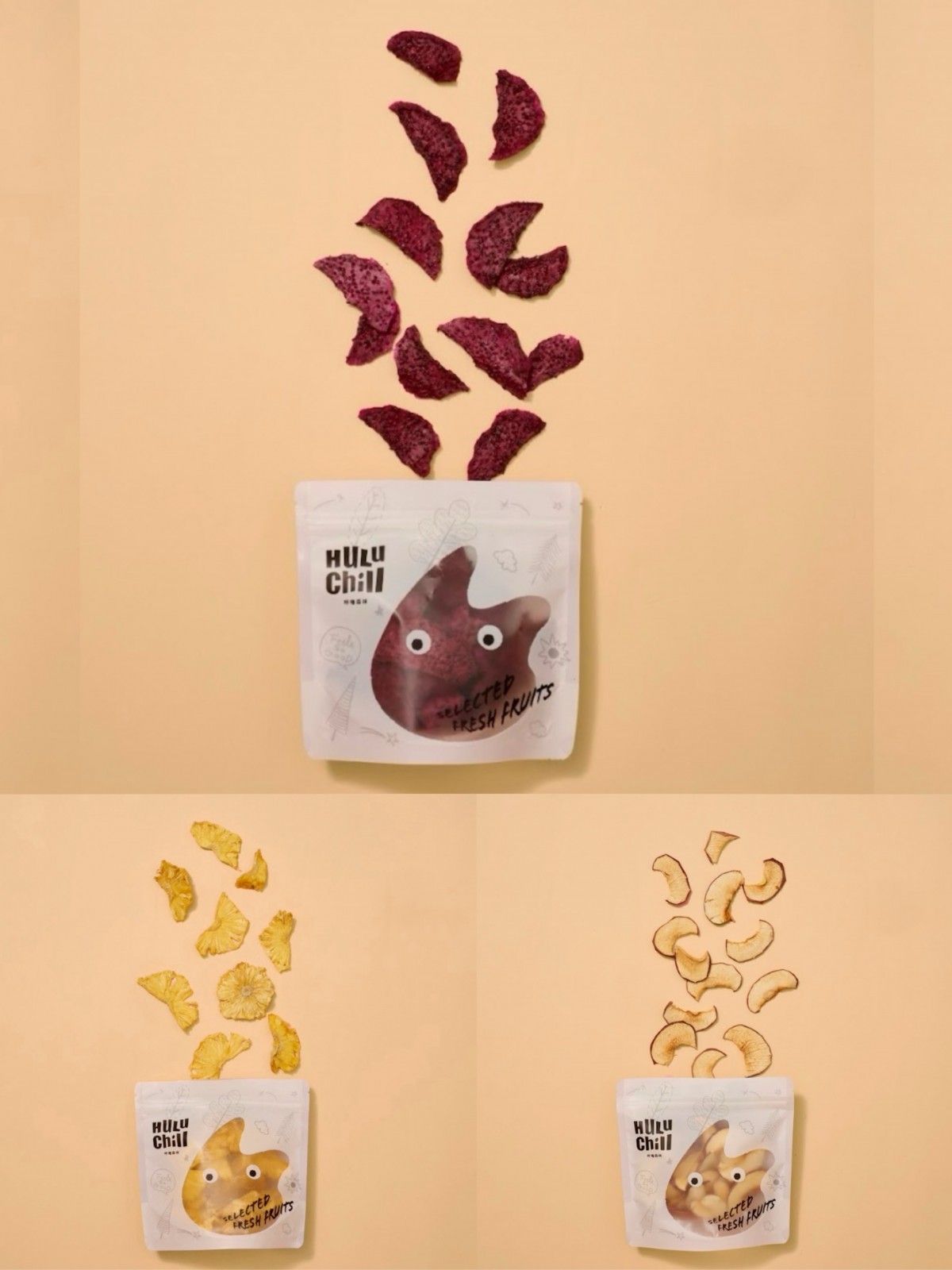 HULUCHill 果乾3包入(紅龍果/金鑽鳳梨/富士蘋果)任選三包 每包70克