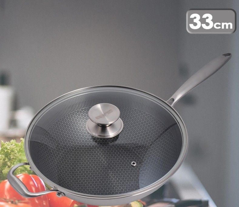 台灣製 CLARE典鑽316不鏽鋼陶晶不沾炒鍋33cm單柄-附蓋(炒鍋)