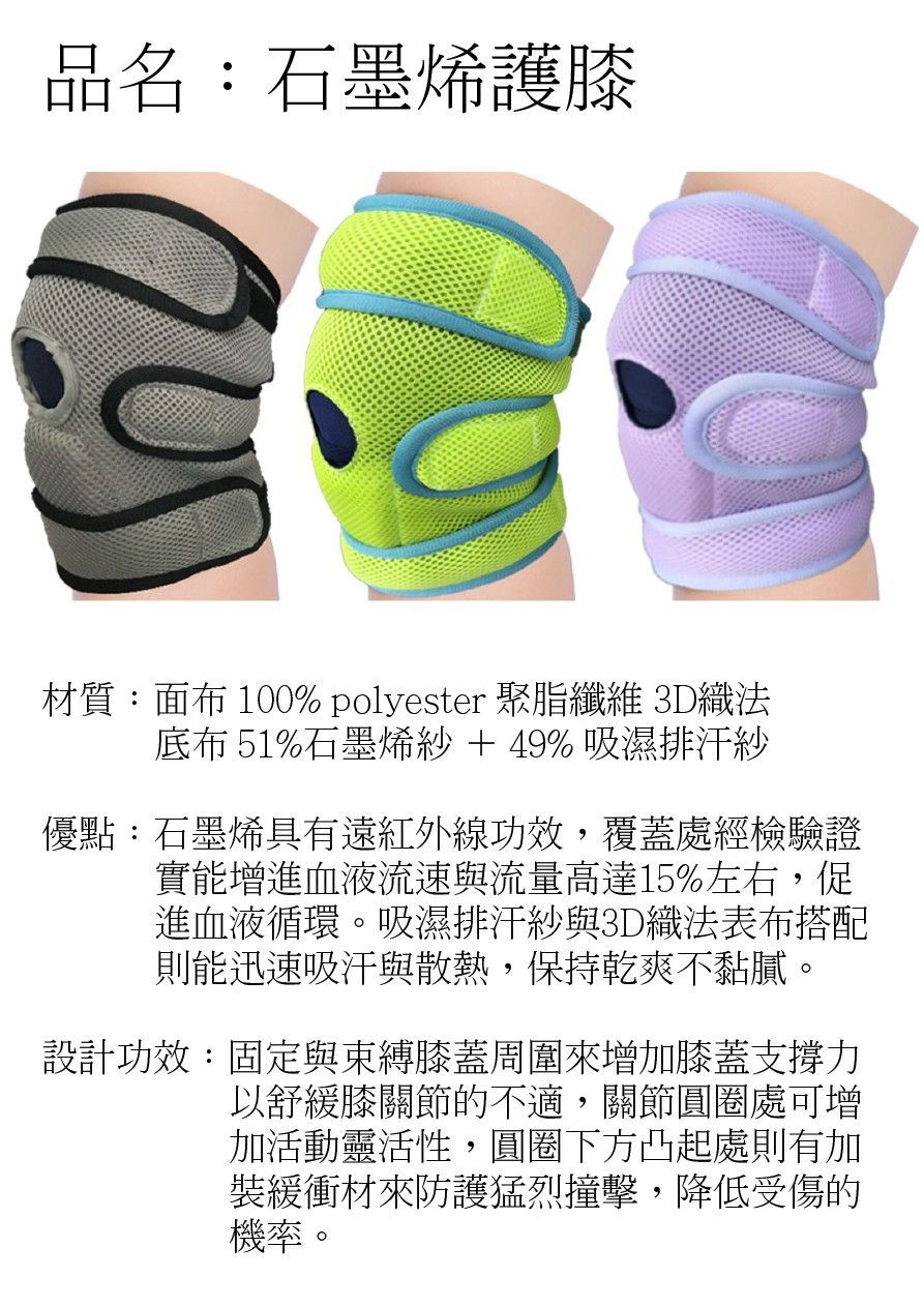 Knee surport台灣製 華楙快熱2.0石墨烯機能調節護膝 一盒一雙入 (綠/紫/灰)