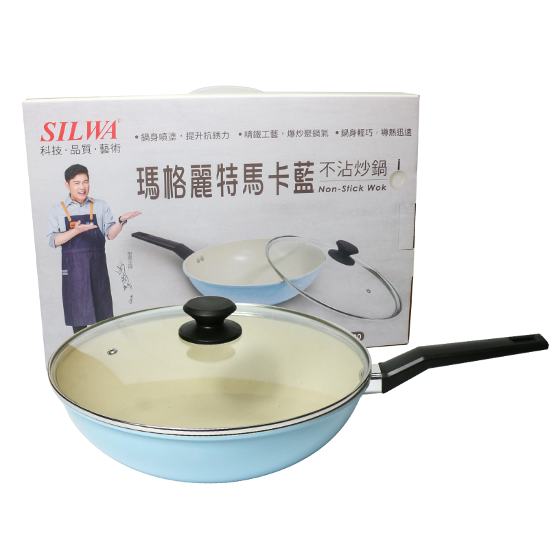 【西華】32cm瑪格麗特不沾炒鍋(含蓋) 馬卡藍