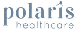 A logo for polaris healthcare is shown on a white background