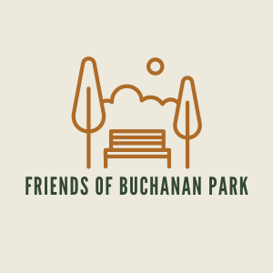 Logo: Brown outline of a park scene with trees, bench, clouds, and sun; text reads 