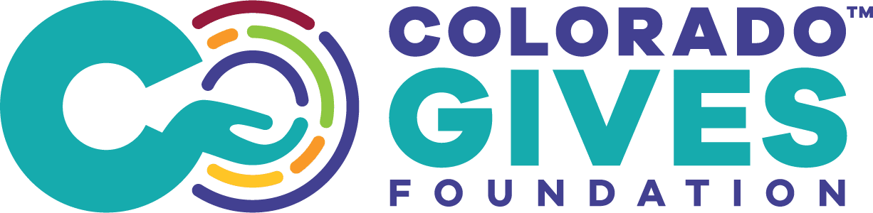 Colorado Gives Foundation logo with hand inside a colorful globe, and the words