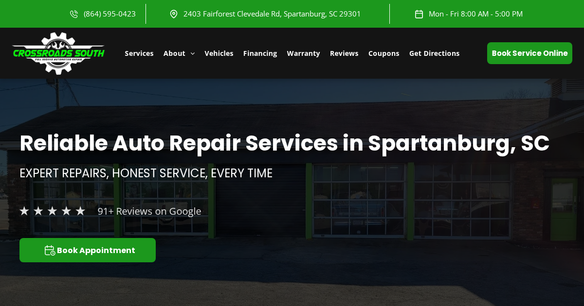 Auto Repair in Spartanburg, SC | Crossroads South Automotive