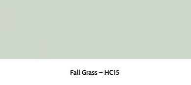 A light sage green paint swatch labeled 