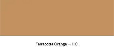 A terracotta orange color swatch labeled 