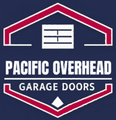 Pacific overhead garage doors logo on a blue background