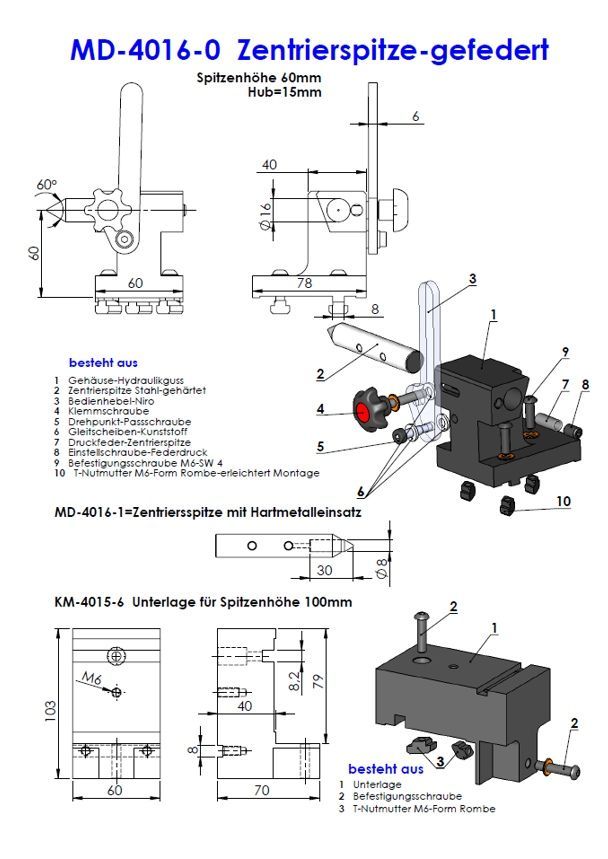 MD-4016 Zentrierspitze gefedert