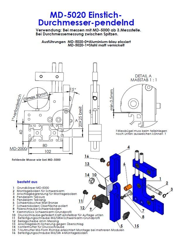MD-5020  Einstich-Durchmesser pendelnd