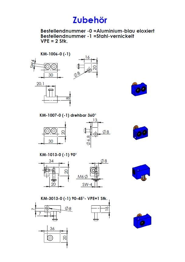 Zubehör D KM-1006, 07, 13, 3013-0