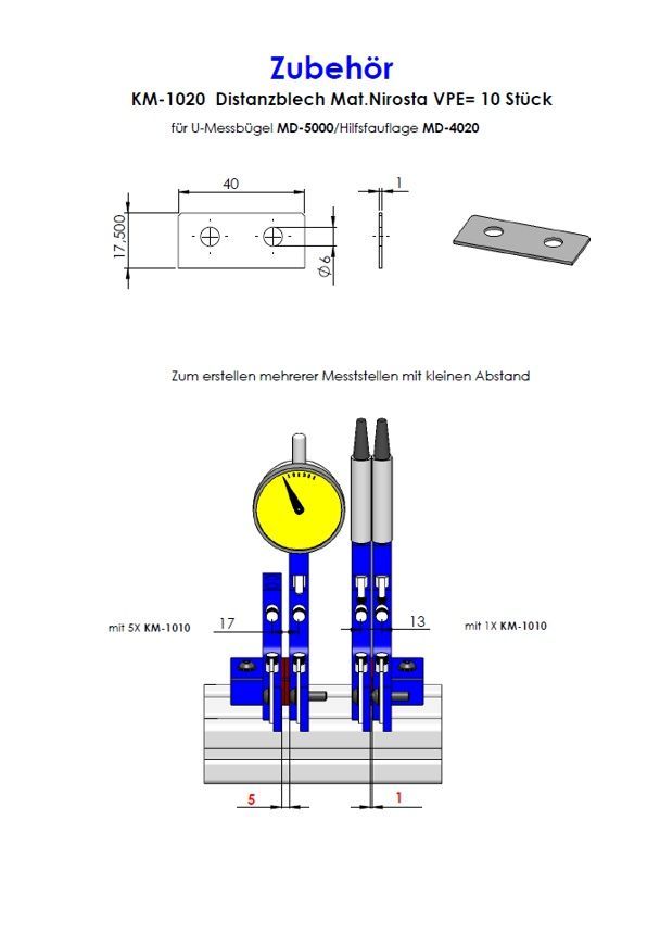 Zubehör KM-1020 Distanzblech