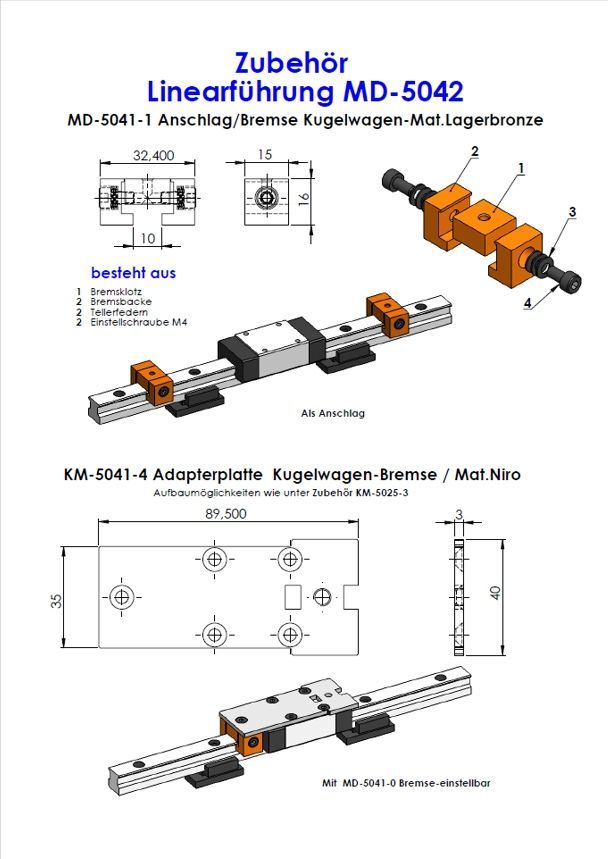 Zubehör Linearführung MD-5042- MD 5041-1